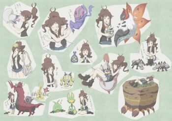 10s 1girl ? accelgor ahoge brown_hair bug carrying closed_eyes crustle durant dwebble escavalier food galvantula gen_5_pokemon hilda_(pokemon) joltik karrablast kneeling larvesta leavanny long_hair lying multiple_views nintendo on_back onigiri open_mouth pokemon pokemon_(creature) pokemon_bw ponytail princess_carry scolipede sewaddle shelmet swadloon tomason translation_request venipede volcarona whirlipede