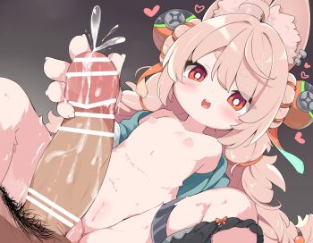 1boy 1girl animal_ears bar_censor black_panties censored commentary_request cum flat_chest furry furry_female furry_with_non-furry hetero highres interspecies loli makuran male_pubic_hair nipples open_mouth panties panties_around_leg penis pubic_hair red_eyes underwear zenless_zone_zero zhao_(zenless_zone_zero)