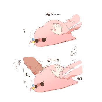 2girls bocchi_the_rock! brown_sweater commentary_request cube_hair_ornament disembodied_hand gotoh_hitori gotoh_hitori_(tsuchinoko) hair_ornament jacket kita_ikuyo long_sleeves multiple_girls pink_jacket rebecca_(keinelove) simple_background sweater track_jacket translation_request white_background