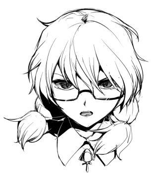 Rule 34 | 1girl, collared shirt, commentary request, glasses, looking at viewer, low twintails, medium hair, open mouth, portrait, sadahiro (chicken nugget gyuuniku aji), semi-rimless eyewear, shirt, simple background, solo, touhou, twintails, under-rim eyewear, usami sumireko