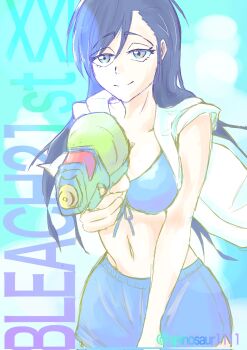 1girl bikini black_hair bleach blue_eyes breasts burn_the_witch large_breasts long_hair navel niihashi_noel solo spinosaur1111 swimsuit