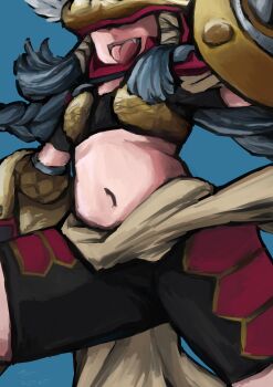 Rule 34 | absurdres, braid, digimon, digimon (creature), highres, long hair, mask, minervamon, pixiv user (3576174), wings