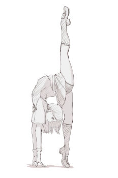 1girl absurdres character_request flexible highres kantai_collection monochrome neve_(morris-minicooper) short_hair split standing standing_on_one_leg standing_split tagme