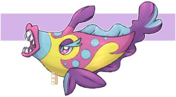 bruxish dualcosmog fish full_body gen_7_pokemon highres nintendo no_humans open_mouth pokemon pokemon_(creature) sharp_teeth solo teeth