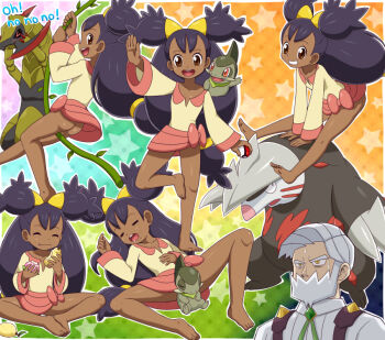 10s 1boy 1girl :d :t ^_^ ass axew bare_legs barefoot beard berry berry_(pokemon) between_legs big_hair blush brown_eyes butterfly_sitting censored closed_eyes convenient_censoring dark-skinned_female dark_skin dot_nose drayden_(pokemon) drooling eating excadrill facial_hair facing_viewer feet food food_on_face fruit gen_5_pokemon grin gym_leader haxorus iris_(pokemon) knee_up knees_apart_feet_together loli long_hair looking_at_viewer looking_back low-tied_long_hair multicolored_background multiple_expressions nintendo no_panties old old_man open_mouth outline plant poke_ball poke_ball_(basic) pokemoa pokemon pokemon_(anime) pokemon_(creature) pokemon_bw pokemon_bw_(anime) purple_hair sitting sleeping smile spread_legs standing standing_on_one_leg star_(symbol) star_symbol_background sweatdrop swinging two_side_up vines white_outline