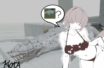 agamatsu breasts crocodilian_tail crop_top deepwoken highres kota_rico medium_breasts panties red_eyes tail thresher_(deepwoken) underwear void_thresher_(deepwoken) white_hair