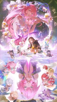 absurdres aglaea_(honkai:_star_rail) anaxa_(honkai:_star_rail) aqua_hair blue_eyes book castorice_(honkai:_star_rail) cerydra_(honkai:_star_rail) chibi chinese_commentary chrysos_heirs_(honkai:_star_rail) cipher_(honkai:_star_rail) commentary_request cyrene_(aedes_elysiae)_(honkai:_star_rail) cyrene_(honkai:_star_rail) cyrene_(ripples_of_past_reverie)_(honkai:_star_rail) dan_heng_(honkai:_star_rail) dan_heng_(permansor_terrae)_(honkai:_star_rail) dress evernight_(honkai:_star_rail) flower grey_hair hair_flower hair_ornament highres honkai:_star_rail honkai_(series) hyacine_(honkai:_star_rail) hysilens_(honkai:_star_rail) little_ica_(honkai:_star_rail) long_hair march_7th_(honkai:_star_rail) medium_hair mem_(honkai:_star_rail) multicolored_hair mydei_(honkai:_star_rail) open_book phainon_(honkai:_star_rail) pink_hair pointy_ears praying short_hair stelle_(honkai:_star_rail) trailblazer_(honkai:_star_rail) trianne_(honkai:_star_rail) tribbie_(honkai:_star_rail) trinnon_(honkai:_star_rail) two-tone_hair very_long_hair white_dress zhixinjitiao