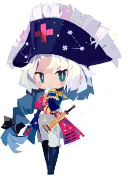 Rule 34 | 1girl, adapted costume, alternate costume, alternate headwear, artist request, bicorne, blue boots, blue coat, blue hat, boots, bow, braid, closed mouth, coat, constellation print, cross, cross print, epaulettes, fringe trim, full body, game cg, gloves, green eyes, grey bow, grey hair, hair bow, hat, highres, long hair, long sleeves, looking at viewer, multicolored coat, non-web source, official art, pants, print hat, red coat, red cross, self-datamine, single braid, smile, solo, telescope, tohotopia, touhou, transparent background, two-tone coat, very long hair, white gloves, white pants, yagokoro eirin
