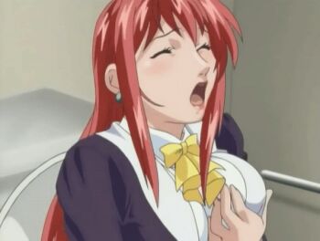 00s 1girl 2005 animated animated_gif anime_screenshot bible_black bible_black_only black_thighhighs blush book bow breasts caught_masturbating closed_eyes clothes_lift crossed_arms earrings female_focus female_masturbation fingering grabbing_another&#039;s_breast grabbing_own_breast groping holding holding_book jacket jewelry large_breasts lipstick long_hair lowres makeup masturbation mature_female open_mouth panties pantyhose pencil_skirt purple_eyes purple_jacket red_hair red_skirt shirt sitting skirt skirt_lift solo tagme takashiro_hiroko teacher thighhighs underwear upskirt white_shirt yellow_bow zettai_ryouiki
