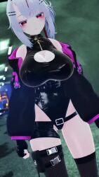 3d animated black_gloves bouncing_breasts breasts fingerless_gloves gloves highres ibuki_toko tagme thick_thighs thighs video vrchat