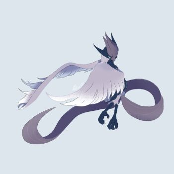 animal_focus blue_eyes claws closed_mouth commentary_request full_body galarian_articuno galarian_form gen_8_pokemon grey_background highres hosinyanko legendary_pokemon nintendo no_humans pokemon pokemon_(creature) simple_background solo