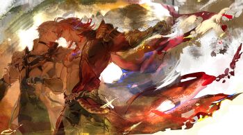 Rule 34 | 2boys, 3332997164, abs, antenna hair, arm tattoo, armlet, armor, black choker, black coat, black gloves, black shirt, blonde hair, blue cape, blue eyes, braid, cape, chest tattoo, chinese commentary, choker, clawed gauntlets, coat, commentary request, earrings, facial tattoo, fingerless gloves, floating cape, gloves, gold earrings, gold necklace, gradient hair, highres, holding hands, honkai: star rail, honkai (series), jewelry, male focus, medium hair, multicolored hair, multiple boys, mydei (honkai: star rail), neck tattoo, necklace, open clothes, open coat, parted bangs, pauldrons, phainon (honkai: star rail), red cape, red hair, red tattoo, shirt, short hair, shoulder armor, side braid, side cape, single pauldron, sun symbol, sun tattoo, tan, tattoo, toned, toned male, white coat, white hair, yaoi, yellow eyes