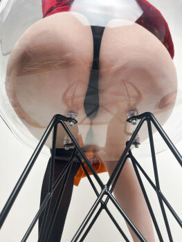 Rule 34 | 1girl, absurdres, against glass, anus, anus peek, ass, ass focus, asymmetrical legwear, belt, black panties, black thighhighs, chair, clothes pull, cosplay, cosplay photo, dress, dress pull, feet out of frame, from below, gloves, highres, indoors, kono subarashii sekai ni shukufuku wo!, lips, long sleeves, megumin, megumin (cosplay), mismatched legwear, panties, photo (medium), red dress, reflection, single thighhigh, sitting, solo, stelarhoshi, thighhighs, thong, transparent, underwear, wall