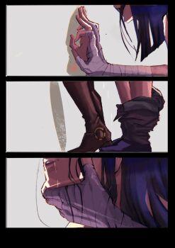 2girls arcane:_league_of_legends arcane_caitlyn arcane_vi bandaged_arm bandages blue_hair boots caitlyn_(league_of_legends) clothes_pull drooling grabbing_another's_chin hand_on_another's_chin highres interlocked_fingers league_of_legends multiple_girls mulyiddie pants pants_pull parted_lips vi_(league_of_legends) yuri