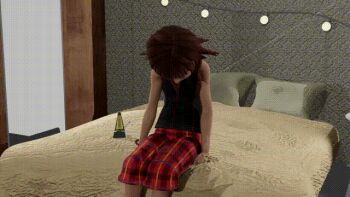 10s 1girl 3d animated animated_gif bed bedroom bracelet breasts brown_hair disney female_focus head_down hypnosis indoors interior jewelry kingdom_hearts kingdom_hearts_358/2_days kingdom_hearts_iii lights long_hair low3 medium_hair metronome mind_control olette on_bed orange_trim pillow plaid_clothes plaid_shorts red_shorts room shorts sidelocks sitting sitting_on_object small_breasts solo source_filmmaker_(medium) square_enix swaying table vynil