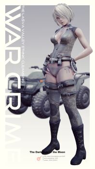 1girl 3d 3jn7 blue_eyes breasts highres nier_(series) nier:automata patreon_username short_hair source_request underwear weapon 2b_(nier:automata)