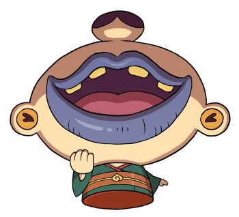 Rule 34 | aokuchibiru, big head, highres, official art, open mouth, purple lips, simple background, solo, teeth, third-party source, traditional youkai, upper teeth only, white background, youkai watch