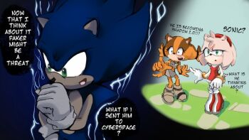 amy_rose andoraliix badger blue_eyes blue_fur blue_hair boots bracelt brown_fur brown_hair collar dark_fur dark_sonic dress gloves green_eyes hairtie hedgehog medium_hair orange_fur orange_hair pink_fur pink_hair shors skirt sonic_(series) sonic_boom_(series) sonic_the_hedgehog sonic_x spiked_hair sticks_the_badger strapless tail tribal tube_top twintails