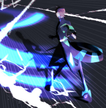 1boy absurdres ben_10 ben_tennyson full_body hiffuu highres male_focus partial_transformation short_hair solo tail wheeled_leg(s) xlr8