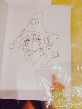 Rule 34 | 1girl, ask (askzy), hat, monochrome, original, short hair, solo