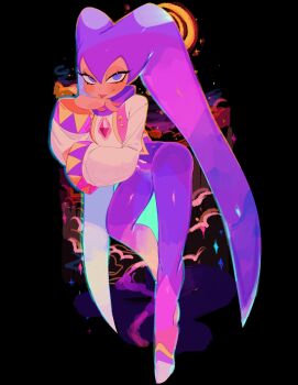 1girl bodysuit hat highres jester_cap jester_costume nights_(character) nights_into_dreams purple_eyes sega tongue tongue_out usa37107692 vest