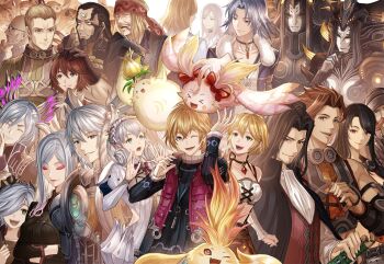 &gt;_&lt; ._. 6+boys 6+girls :d alvis_(xenoblade) bandage_on_face bandages bandana black_hair blonde_hair blue_eyes brother_and_sister collarbone cyborg dark_skin dickson_(xenoblade) dunban_(xenoblade) egil_(xenoblade) everyone eyeshadow fiora_(xenoblade) gadolt_(xenoblade) gael&#039;gar galea_(xenoblade) hand_on_another&#039;s_head head_wings jewelry juju_(xenoblade) juliet_sleeves kallian_antiqua kino_(xenoblade) klaus_(xenoblade) long_sleeves makeup melia_antiqua mole mole_under_eye multiple_boys multiple_girls mumkhar_(xenoblade) nene_(xenoblade) nintendo one_eye_closed open_mouth otharon_(xenoblade) pendant ponspector_(xenoblade) puffy_sleeves reyn_(xenoblade) riki_(xenoblade) scowl sharla_(xenoblade) short_hair shulk_(xenoblade) siblings silver_hair smile teelan_(xenoblade) tenyo0819 tyrea_(xenoblade) vanea_(xenoblade) vangarre_(xenoblade) wings xenoblade_chronicles xenoblade_chronicles:_future_connected xenoblade_chronicles_(series) xenoblade_chronicles_1