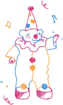 Rule 34 | angela he, animal focus, bodysuit, clown, clown nose, english text, frills, hat, motion lines, mouse (animal), musical note, no humans, non-web source, official art, outstretched arm, party hat, standing, stop burying me alive beautiful!, text focus, transparent background, waving