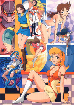 1970s_(style) 1boy 6+girls 70s absurdres android araki_shingo ass bare_shoulders barefoot belt bestiality black_hair blonde_hair blue_eyes blue_hair boots bra bracelet braid breasts brown_eyes brown_hair cleavage closed_eyes clothes_lift collage collar collarbone copyright_name copyright_notice covered_eyes crossover cutie_honey dark-skinned_female dark_skin dororon_enma-kun dress earrings expressionless eye_veins eyebrows eyelashes fangs feet getter_robo gloves great_mazinger hair_ornament hairband hand_on_floor hand_up hands_behind hands_on_floor happy headband heart heart_collar helmet helmet_over_eyes highres himeno_michi honoo_jun japanese_clothes japanese_text jewelry kimono kisaragi_honey kneeling kotetsu_jeeg kotetsu_jigu koutetsu_jeeg koutetsushin_jeeg large_breasts leg_up light_blue_hair long_hair long_sleeves looking_at_viewer magical_girl makiba_hikaru maria_grace_fleed mazinger_(series) mazinger_z mecha mirna monster multiple_girls nagai_gou covered_erect_nipples oldschool on_floor one_eye_closed open_mouth panties profile rape red_eyes restrained retro_artstyle robe robot sandals saotome_michiru shadow short_hair short_kimono short_sleeves skirt skirt_lift skull_hair_ornament sleeveless smile snake sweat teeth tentacles thighs toei_company toenails toes tongue tongue_out ufo_robo_grendizer underwear uzuki_miwa visor white_bra white_panties yuki_onna yukiko_hime yumi_sayaka