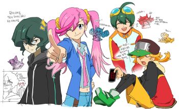 Rule 34 | 1girl, 4boys, ahoge, appmon, asuka torajirou, digimon, digimon universe: appli monsters, dokamon, eungu1798160731, gatchmon, gloves, hackmon (appmon), hat, helmet, hood, karan eri, katsura rei, long hair, metal gloves, multiple boys, musimon, ozora yujin, pink hair, purple eyes, shinkai haru, twintails