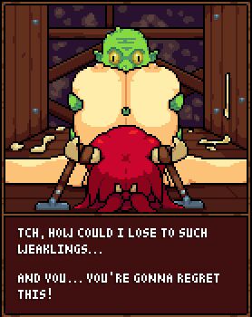 ! 1boy 1girl angry animated animated_gif baldur_89 bdsm bondage bouncing_breasts bound breasts commentary completely_nude cow_girl cow_horns cum defeat english_commentary goblin goblin_nest hathor_(goblin_nest) horns huge_breasts indoors interspecies large_breasts nipples nude paizuri pixel_art ponytail rape restrained sex video_game_dialogue_box