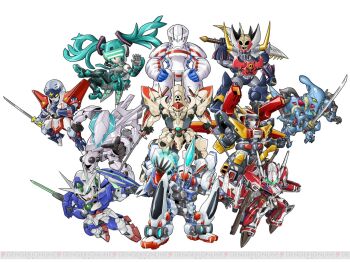 00_qan[t] blue_eyes clenched_hand clenched_hands dancouga_(series) dancouga_nova demonbane_(mecha) dengeki_hobby fei-yen fusion green_eyes gun gundam gundam_00 gundam_00_a_wakening_of_the_trailblazer hatsune_miku heroman heroman_(robot) holding holding_gun holding_sword holding_weapon juusou_kikou_dancouga_nova kurogane_no_linebarrel linebarrel looking_at_viewer macross macross_frontier macross_frontier:_sayonara_no_tsubasa mark_sein mazinger_(series) mazinkaiser_skl mazinkaiser_skl_(mecha) mecha mechanical_wings mobile_suit nanajin ninja_senshi_tobikage no_humans open_hands rean_no_tsubasa robot science_fiction shoulder_cannon soukyuu_no_fafner super_robot super_robot_wars super_robot_wars_ux sword tobikage v-fin variable_fighter visor vocaloid watermark weapon white_background wings yellow_eyes yf-29