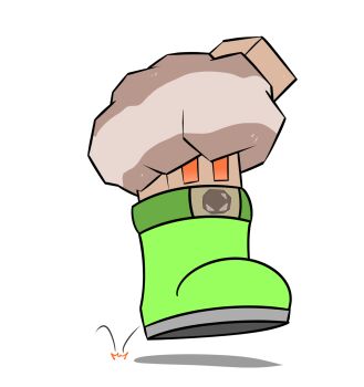 alternate_color boots commentary_request goomba's_shoe green_boots highres hopping mario_(series) motion_lines nacli nintendo no_humans pokemon pokemon_(creature) pokemon_focus redny shiny_pokemon simple_background single_boot solo white_background