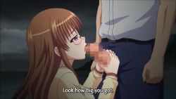 1boy 1girl animated breasts brown_hair cum cum_in_mouth fellatio glasses hair_ornament hetero himegi_ran licking licking_penis ocean oral paizuri penis penis_grab poro purple_eyes rain rasen_sokou_no_dystopia subtitled teacher teacher_and_student video