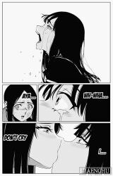 2girls animated artist_name asagiri_aya asagiri_momoko blush closed_eyes comic crying crying_asagiri_aya_(meme) crying_with_eyes_open derivative_work english_text french_kiss from_side greyscale incest kiss long_hair looping_animation maenchu mahou_shoujo_site meme monochrome mother_and_daughter multiple_girls open_mouth profile saliva saliva_trail siblings simple_background streaming_tears tears teeth tongue tongue_out twincest twins upper_teeth_only video yuri