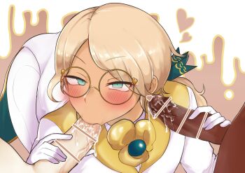 3boys blonde_hair blue_eyes blush bow brooch brothers censored clothed_male_nude_male coat collared_shirt colored_skin commentary cookie_run cookie_run:_ovenbreak dark-skinned_male dark_skin earl_grey_cookie fellatio formal_clothes glasses gloves green_eyes green_ribbon hair_bow hair_ribbon half-closed_eyes handjob heart heart_censor highres humanization irrumatio jewelry lapels leaning_forward long_hair looking_at_another low_ponytail male_focus multiple_boys nohtuy notched_lapels nude oral pale_skin pants parted_bangs pawn_black_cookie pawn_white_cookie penis penis_grab ponytail precum ribbon round_eyewear shirt siblings sidelocks simple_background solo_focus suit tailcoat trap twins two-sided_fabric veins veiny_penis vest white_background white_coat white_gloves white_pants white_shirt white_skin white_suit white_tailcoat white_vest yaoi yellow-framed_eyewear