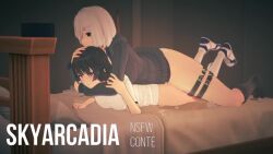 1futa 1girl animated ass bed bedroom black_hair bottomless censored chiyo1000nights clothed_sex cum evilzorak futa_with_female futanari hair_over_one_eye lurkydip lying lying_on_person moaning mosaic_censoring on_bed prone_bone pussy pussy_juice sex sex_from_behind skyarcadia sound video voice_actor white_hair