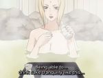 2girls alcohol animated bath black_eyes black_hair blonde_hair bottle breasts brown_eyes cleavage drinking large_breasts multiple_girls nail_polish naruto_(classic) naruto_(series) nude onsen ponytail sake sake_bottle shizune_(naruto) sound tagme tsunade_(naruto) video