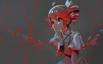 Rule 34 | 1girl, ahoge, buttons, double-breasted, drill hair, grey jacket, grey skirt, hair ribbon, highres, jacket, kasane teto, kasane teto (sv), looking to the side, mp777b, red eyes, red hair, ribbon, skirt, solo, synthesizer v, twin drills, white ribbon