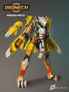 digimon highres horns logo mecha mechanization robot solo wargreymon yellow_eyes