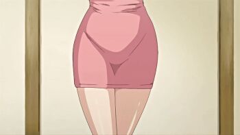 1girl 2020 20s animated animated_gif bob_cut breasts hitozuma_mitsu_to_niku jewelry large_breasts lipstick makeup mature_female okusama_(hitozuma_mitsu_to_niku) queen_bee_(animation_studio) standing tagme thighhighs