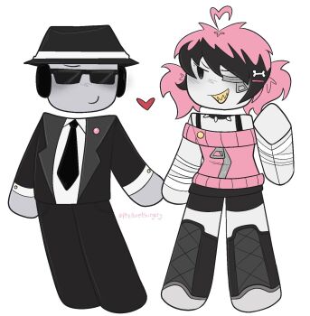 1boy 1girl chance_(forsaken) forsaken_(roblox) highres holding_hands original prepare4surgery roblox