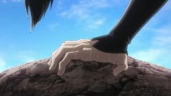 1girl animated black_hair bleach bleach:_sennen_kessen-hen blue_eyes detached_sleeves exercising push-ups solo sui-feng sweat tagme video