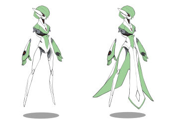 absurdres bob_cut colored_skin commentary_request detached_arm detached_legs drop_shadow floating full_body gardevoir gen_3_pokemon highres joints korean_commentary looking_to_the_side martinicandy mechanical_arms mechanical_legs mechanization multiple_views nintendo no_humans one_eye_covered pokemon pokemon_(creature) red_eyes robot robot_girl robot_joints white_background