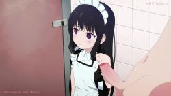 1boy 1girl adashino_oto age_difference animated apron averting_eyes black_dress black_hair blush buttons candy clothed_female_nude_male collared_shirt commentary cum cum_in_mouth cum_on_body cum_on_hair cum_overflow door dress erection facial fanbox_username fellatio food frilled_apron frills from_side glans glansjob handjob hetero indoors kaii_to_otome_to_kamikakushi loli long_hair looking_ahead looking_at_another lsolo_focus maid maid_apron maid_headdress navel nude oral paid_reward_available penis pestil public_restroom purple_eyes ringed_eyes saliva saliva_trail shirt short_sleeves subscribestar_username sweat sweatdrop testicles uncensored video white_apron white_shirt