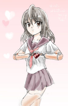 1girl amputee artificial_limb highres original quadruple_amputee school_uniform smile tagme valentine