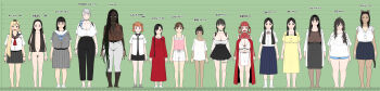 6+girls absurdres akane_(kuzukago_bitchmaker) animal_ears bare_shoulders black_choker black_hair black_pants black_skirt blonde_hair blue_shorts blush braid breasts breasts_out brown_eyes brown_hair byakuya_(kuzukago_bitchmaker) choker cleavage closed_mouth colored_skin completely_nude dark-skinned_female dark_skin dress elvira_vikander flat_chest full_body glasses green_background green_choker height_chart height_difference highres houjiro_towako_(kuzukago) houjiro_yoriko_(kuzukago) huge_areolae huge_breasts jewelry kuzukago_(bitchmaker) kyokuya_(kuzukago_bitchmaker) large_areolae large_breasts long_dress long_skirt looking_at_viewer lucie_(kuzukago_bitchmaker) medium_breasts medium_hair momo_(kuzukago_bitchmaker) multiple_girls necklace nude open_mouth orange_hair original pale_skin pants red_dress red_eyes red_hair red_skirt reference_sheet ribbon_trim rinne_(kuzukago_bitchmaker) rosemary_cox sagging_breasts sailor_collar school_uniform shirt short_hair shorts shortstack siblings simple_background single_bare_shoulder skirt small_breasts smile standing straight_hair tagme tail tan tanline thighs tongue topless_female towako_(kuzukago_bitchmaker) tsukiya_(kuzukago_bitchmaker) twins twintails ume-chan_(kuzukago_bitchmaker) viola_vikander white_hair white_pants white_shirt white_skin yellow_dress yellow_eyes yoriko_(kuzukago_bitchmaker) yukiya_(kuzukago_bitchmaker)