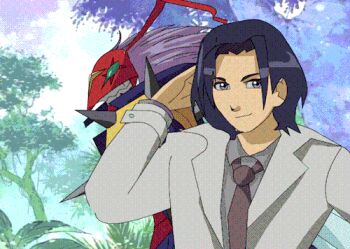 Rule 34 | arthropod boy, banchostingmon, digimon, digimon (creature), ichijouji ken, looking at viewer, short hair, spikes, stingmon, wings