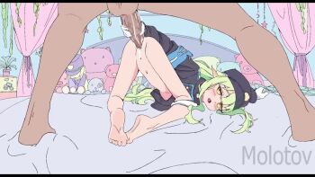 1boy 1girl animated bad_anatomy bad_vulva blue_archive blush bottomless completely_nude erection feet green_hair guided_penetration hat hikari_(blue_archive) jacket loli long_hair moaning molotov_(cocktailmo16) navel nude penis pussy sex skinny sound stomach tagme testicles thighs toes top-down_bottom-up vaginal video yellow_eyes