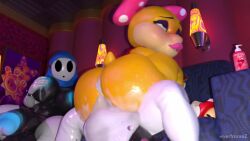 1girl 2futa 3d :o animated artist_name ass bead_necklace beads black_skin blue_eyes bouncing_ass bouncing_testicles bow bracelet breasts colored_skin couch cowgirl_position cum cum_in_pussy cum_overflow ejaculation elbow_gloves excessive_cum eyelashes eyeshadow from_below furry futa_with_female futanari gloves gold_bracelet grabbing_own_breast hair_bow highres holding_hands huge_ass huge_breasts huge_penis huge_testicles indoors interior jewelry lactation latex latex_gloves latex_legwear lava_lamp lipstick lipstick_mark lipstick_mark_on_penis lipstick_mark_on_testicles lube lube_bottle makeup mario_(series) mask moaning multiple_futa navel necklace nintendo nipples on_couch on_person painting_(object) penis pink_lips projectile_cum purple_eyeshadow pussy_juice pussy_juice_trail rolling_eyes sex shine_sprite shy_gal sitting sound spiked_bracelet spikes straddling super_mushroom testicles thighhighs vaginal video wendy_o._koopa white_gloves white_thighhighs wyerframez yellow_skin