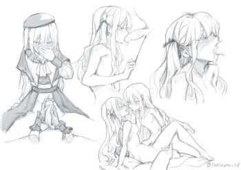 Rule 34 | 1futa, 1girl, ^ ^, absurdres, arm at side, arm support, artist name, ascot, bang dream!, bang dream! it's mygo!!!!!, belt, beret, blush, bottomless, breasts, brooch, capelet, cheek bulge, chinese commentary, closed eyes, clothed sex, commentary request, covered mouth, covering own mouth, cum, cum in mouth, cum overflow, disembodied hand, erection, face-to-face, fellatio, flat chest, frilled wrist cuffs, frills, furrowed brow, futa with female, futanari, gloved handjob, gloves, greyscale, hair ribbon, half-closed eyes, hand on another's thigh, hand up, handjob, hat, highres, jewelry, leg grab, licking, licking penis, long hair, looking at another, looking at penis, looking down, medium breasts, medium penis, monochrome, mortis (bang dream!), mortis (costume) (bang dream!), multiple views, nose blush, oblivionis (bang dream!), one side up, open mouth, oral, parted lips, penis, precum, profile, ribbon, saliva, saliva trail, sex, showgirl skirt, simple background, sitting, spread legs, straight hair, togawa sakiko, twitter username, two-handed handjob, u u, vaginal, wakaba mutsumi, white background, wrist cuffs, yukikuma (yukikuma 018)